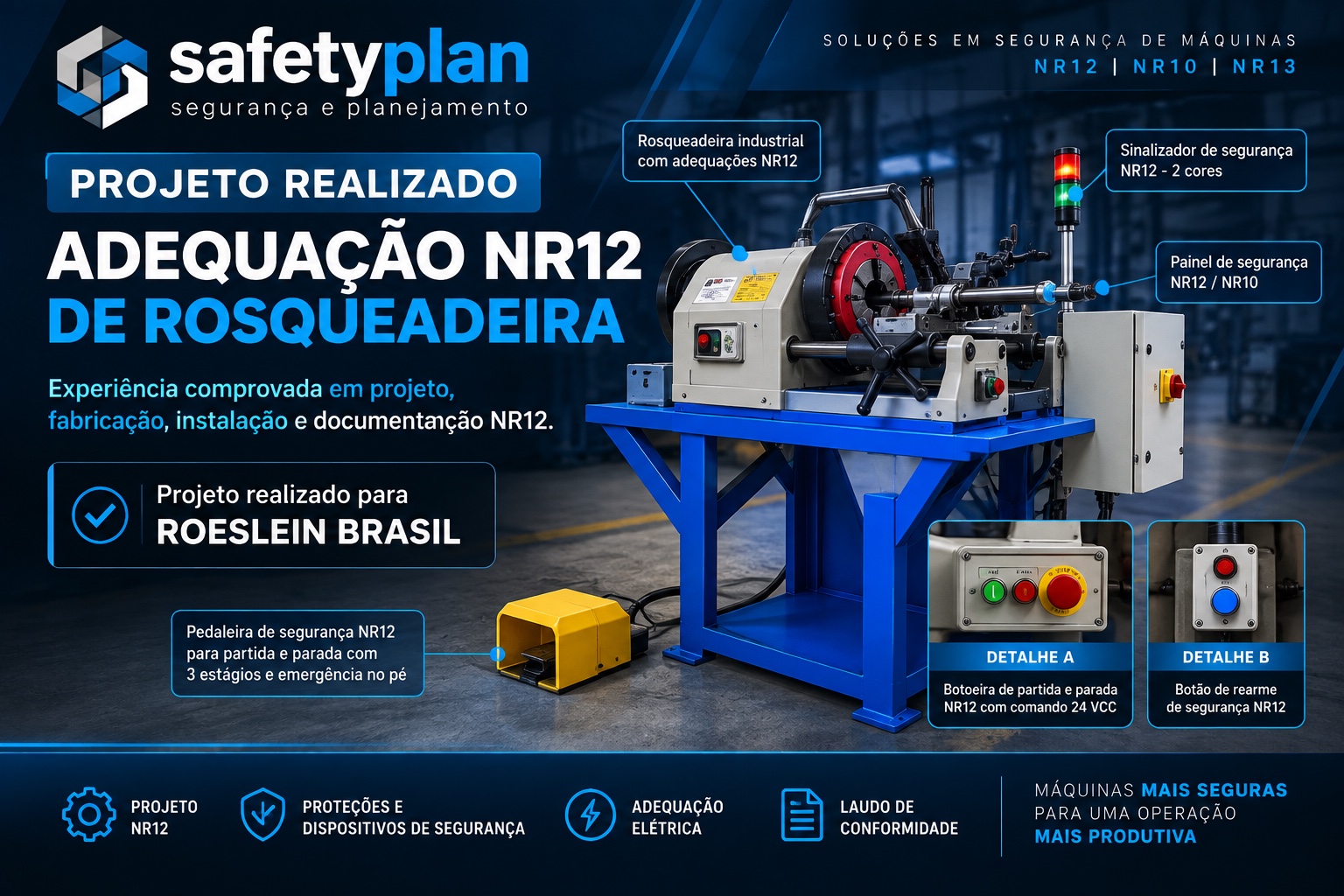 Adequação NR12 de Rosqueadeira Industrial pela SafetyPlan