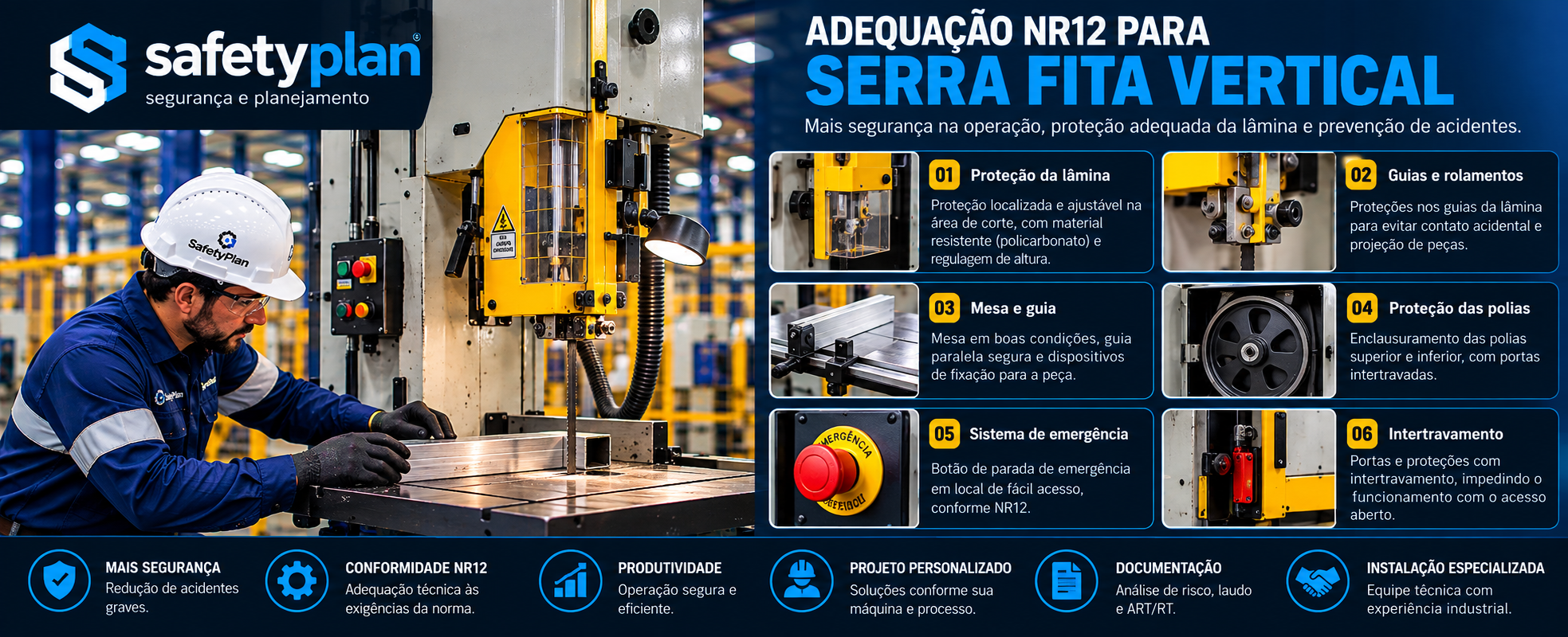 Adequação NR12 de Serra Fita Vertical pela SafetyPlan