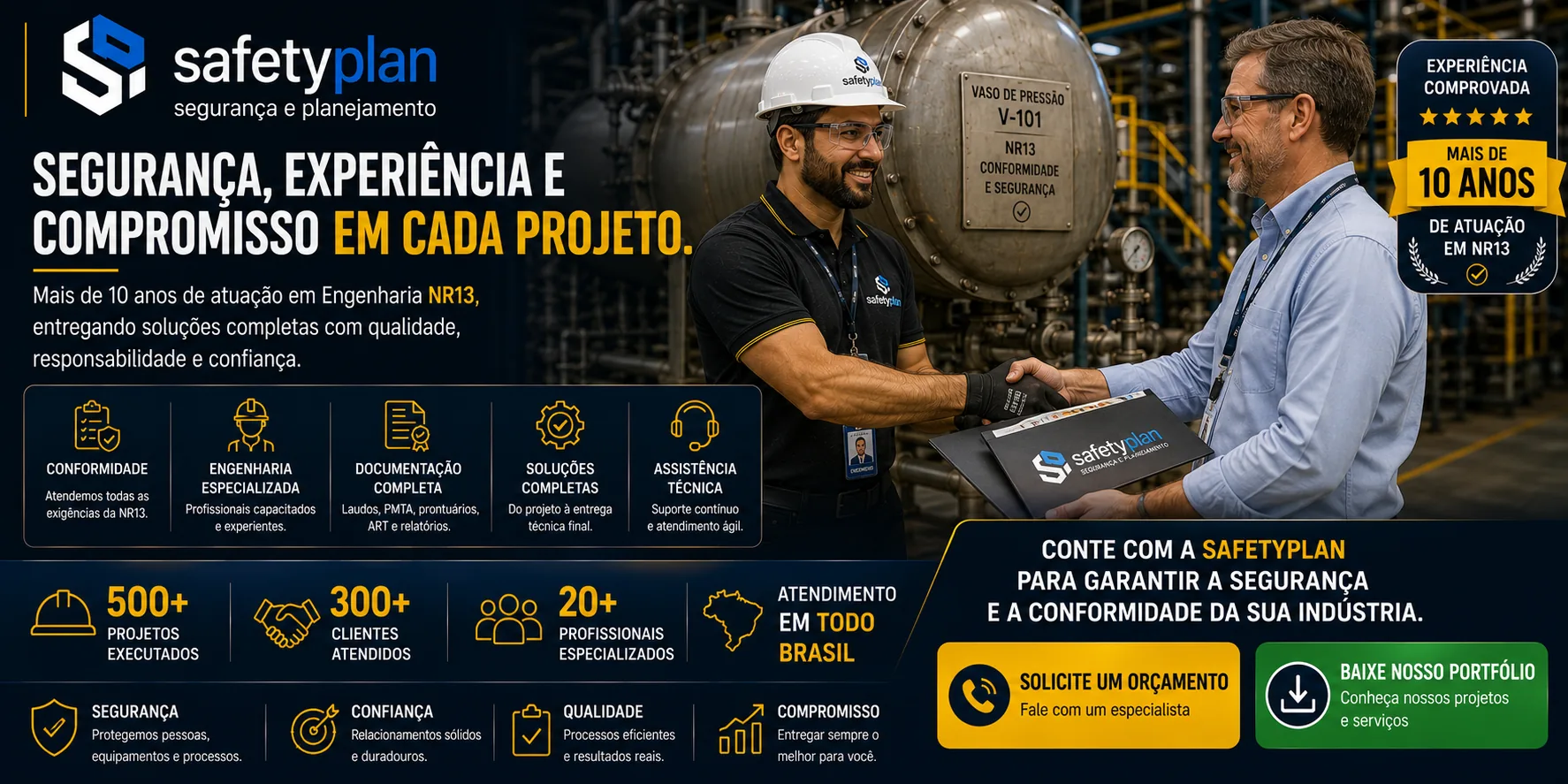 Experiência, segurança e compromisso em projetos NR13 SafetyPlan