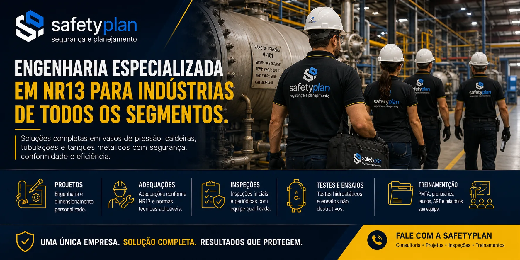 Engenharia especializada SafetyPlan em NR13 para indústrias