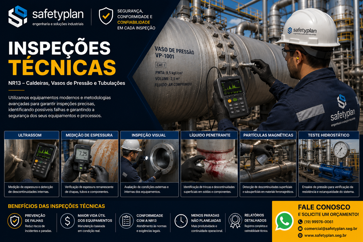 Inspeções técnicas NR13 em vasos de pressão