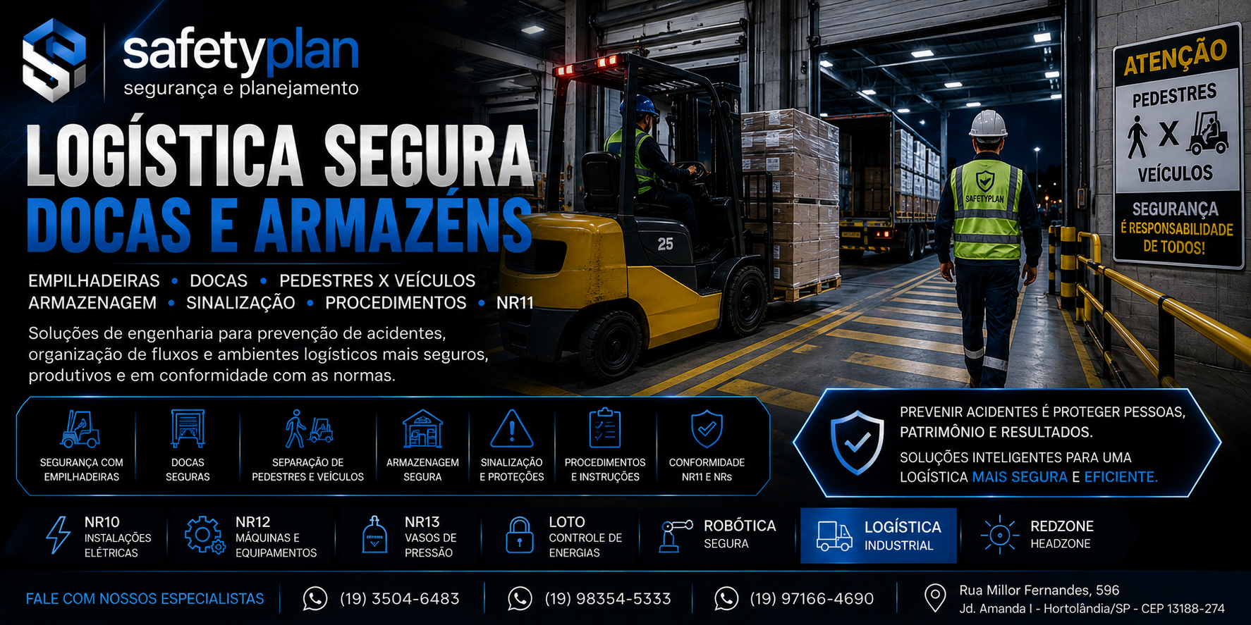 Segurança logística industrial em Atibaia - empilhadeiras, docas e armazéns