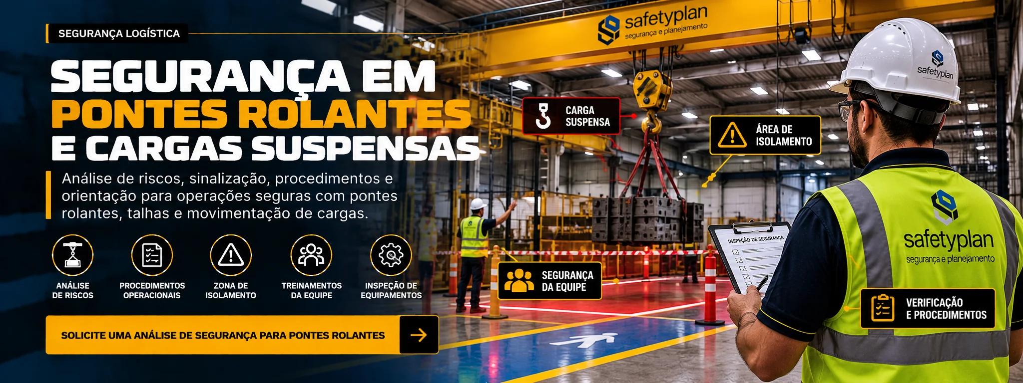 Segurança em pontes rolantes e cargas suspensas