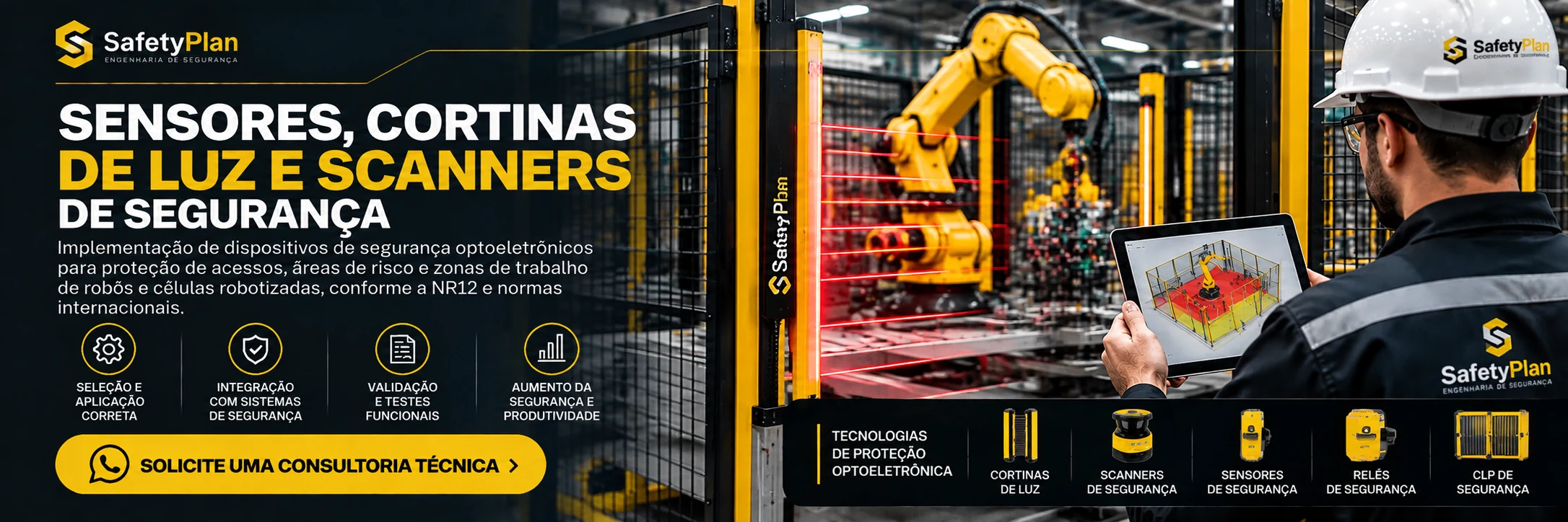 Sensores, Cortinas de Luz e Scanners de Segurança em Indaiatuba - SafetyPlan